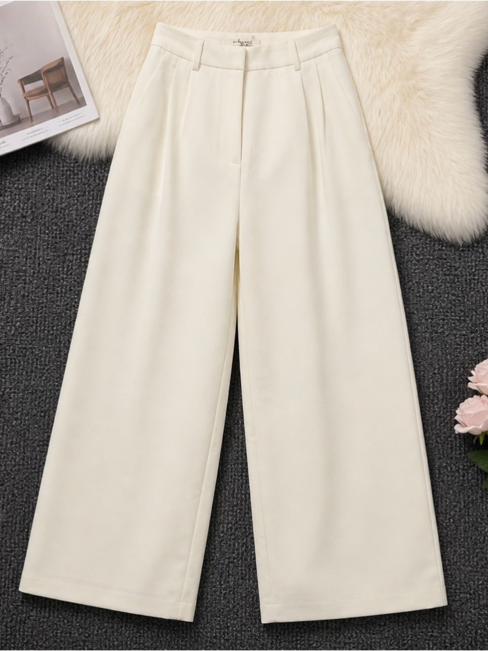 Commence NWT Winter White High Waist Lined Wide Leg Trousers Sz XS